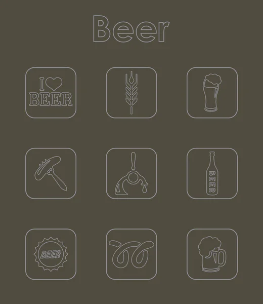 Set of beer simple icons — Stock Vector