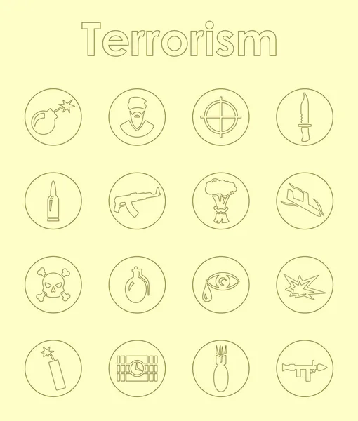 Sada jednoduchých ikon terorismu — Stockový vektor