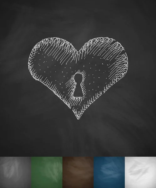 Kézzel rajzolt kulcslyuk szív ikon — Stock Vector