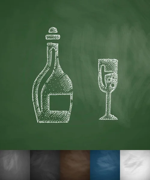 Icono de botella y vidrio — Vector de stock