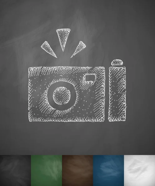 Pictogram van een hand getrokken camera — Stockvector