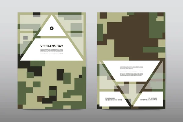 Набор шаблонов брошюры Дня ветеранов — стоковый вектор