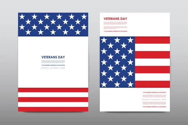 Set of Veterans Day brochure template — Stock Vector