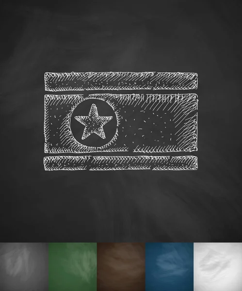 Vlag van Noord-Korea pictogram. Hand getekende illustratie — Stockvector