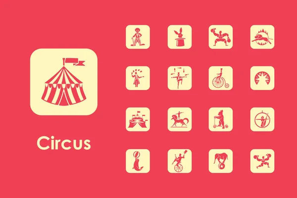 Set van de eenvoudige pictogrammen circus — Stockvector