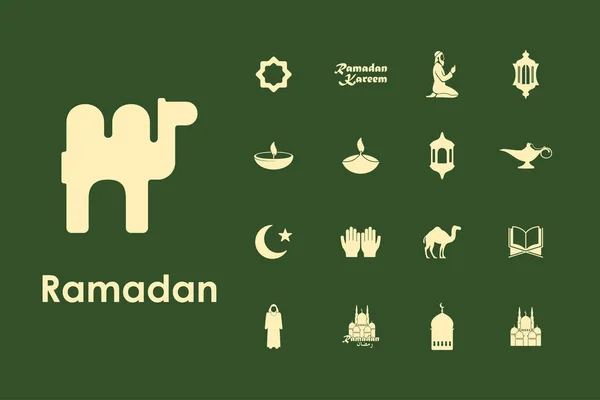 Набор простых иконок рамадана — стоковый вектор