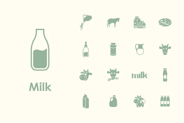 Set of milk simple icons — Stock Vector