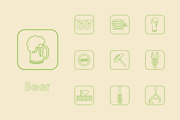 Set van de eenvoudige pictogrammen bier — Stockvector