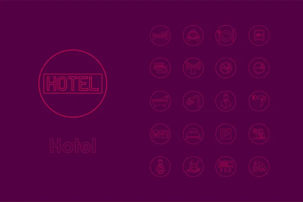 Conjunto de iconos simples del hotel — Vector de stock