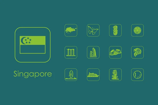 Reihe von Singapore einfachen Symbolen — Stockvektor
