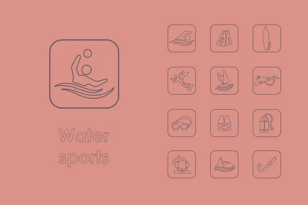 Zestaw woda sporty prostych ikon — Wektor stockowy