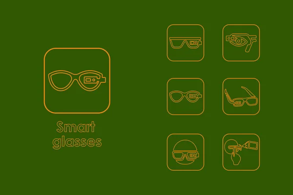 Set di occhiali high-tech icone semplici — Vettoriale Stock