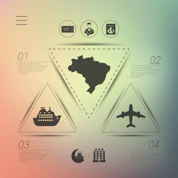 Infographie touristique avec fond flou — Image vectorielle
