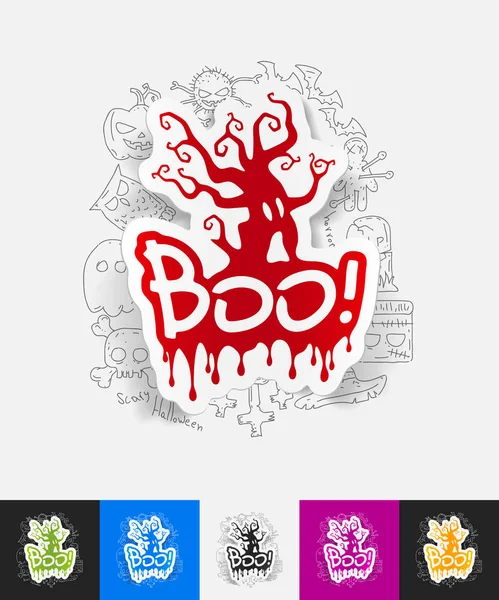 Autocolante de papel Boo —  Vetores de Stock