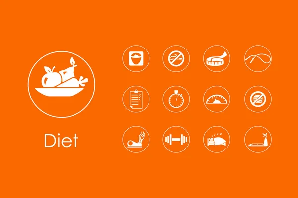 Set of diet simple icons — Stock Vector