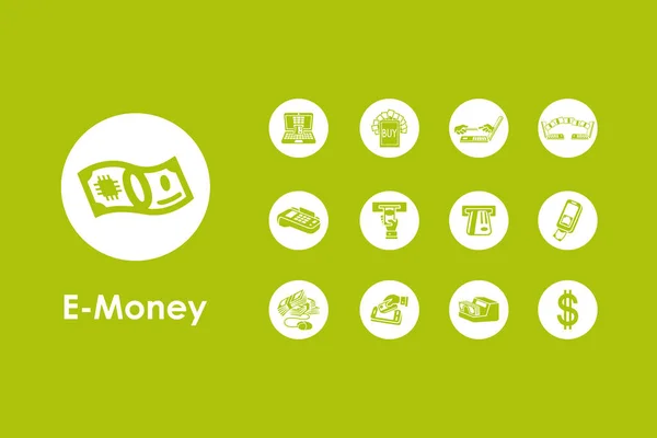 Set of e-money simple icons — Stock Vector