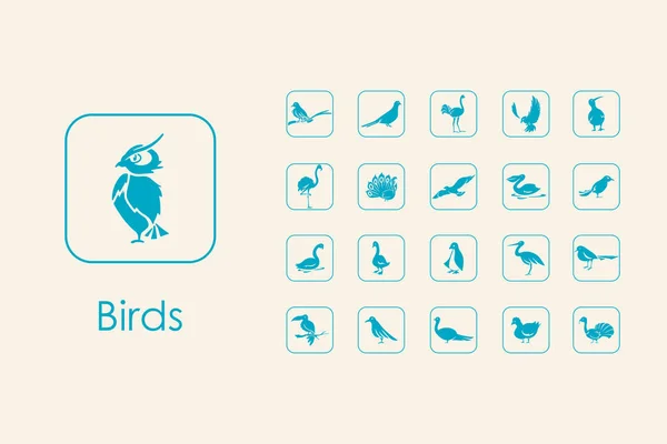 Conjunto de pájaros iconos simples — Archivo Imágenes Vectoriales