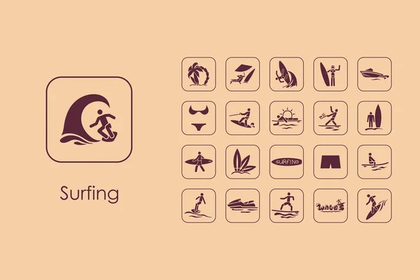 Surf iconos simples — Archivo Imágenes Vectoriales