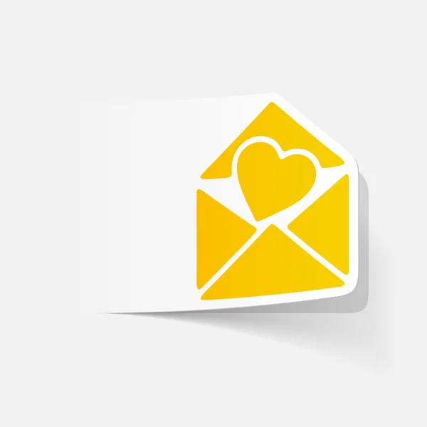 Gele envelop met hart — Stockvector