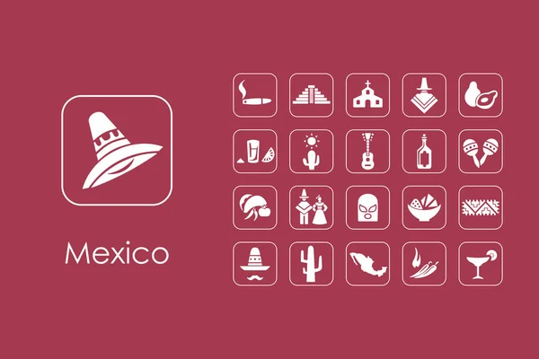 Conjunto de iconos simples de México — Vector de stock
