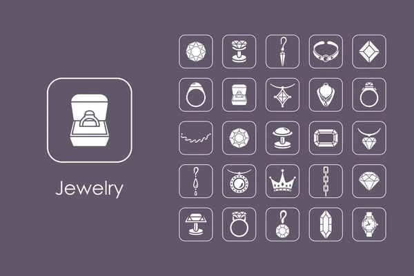 Set of jewelry simple icons — Stock Vector