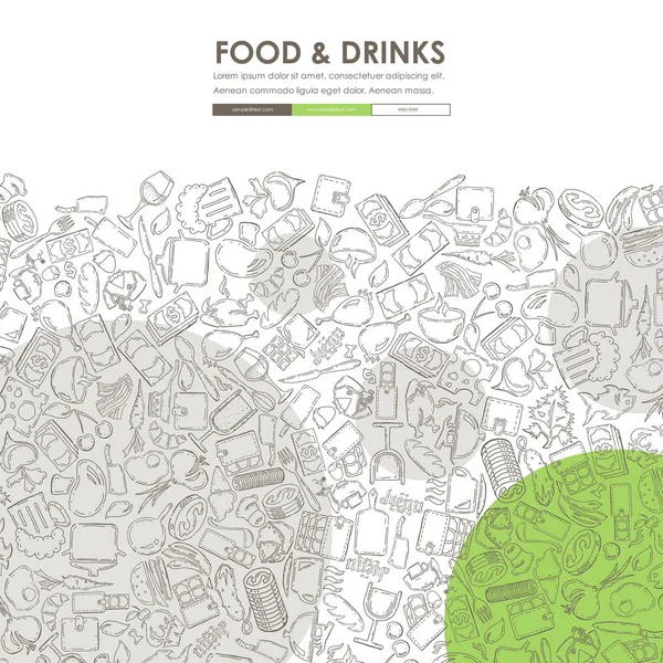 Restaurant Doodle Webseite Vorlage — Stockvektor