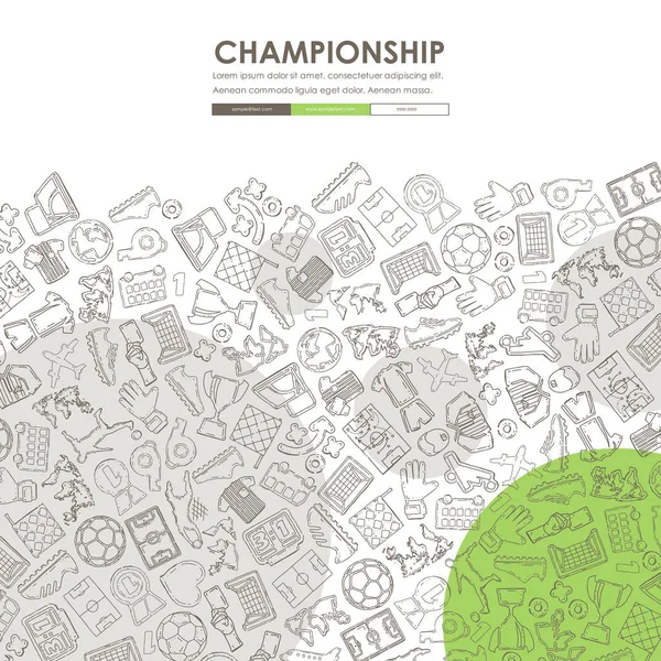 Fútbol Doodle Sitio web Plantilla Diseño — Vector de stock