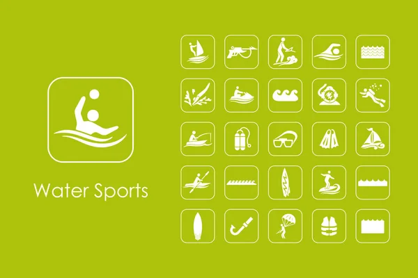 Set van water sporten eenvoudige pictogrammen — Stockvector