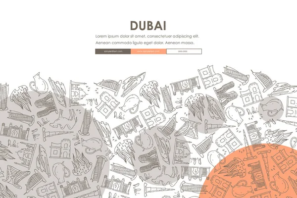 Dubaj Doodle stronie szablonu projektu — Wektor stockowy