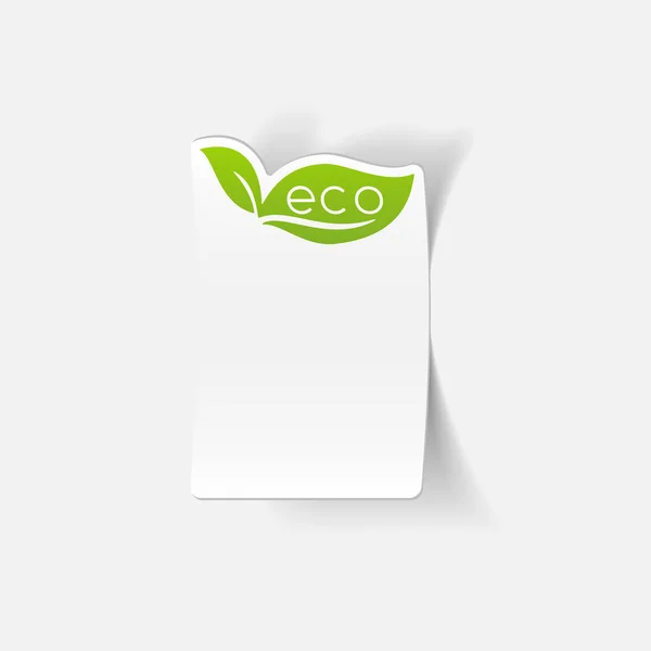 Element projektu realistyczne: liść znak eco — Wektor stockowy