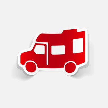 Gerçekçi tasarım öğesi: kamyonet ve karavan simgesi