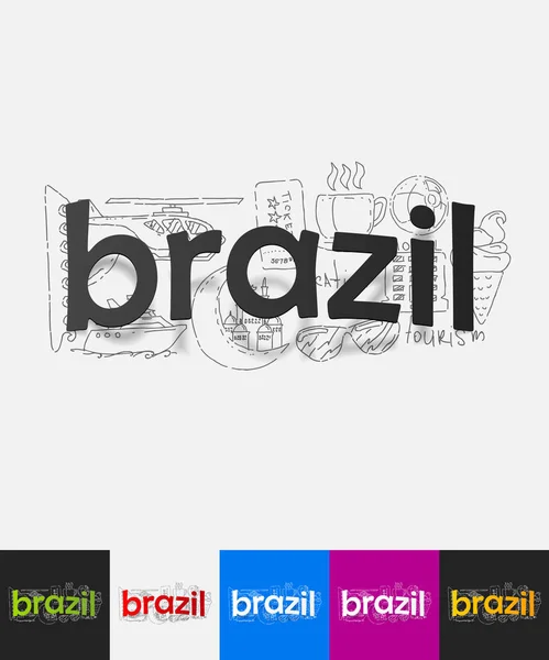 Brazil paper sticker — Stock Vector