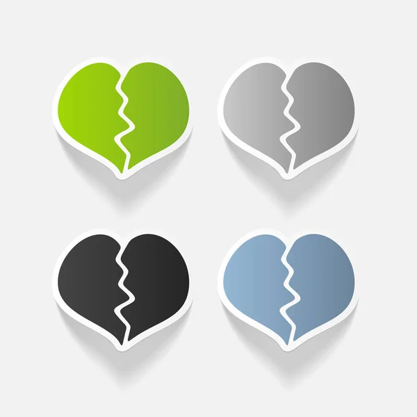 Broken hearts icons set — Stock Vector