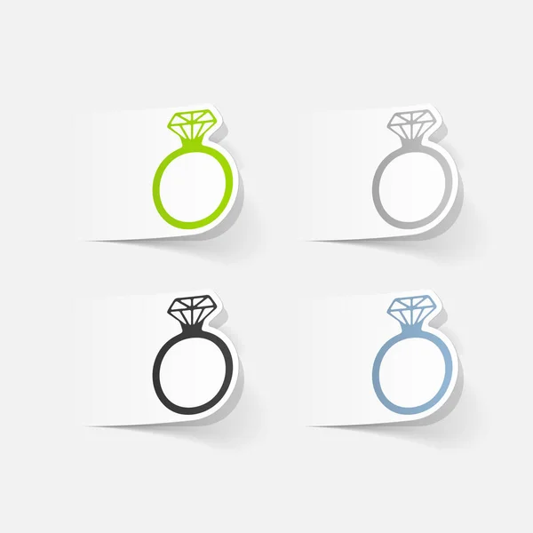 Ringen met diamant icons set — Stockvector
