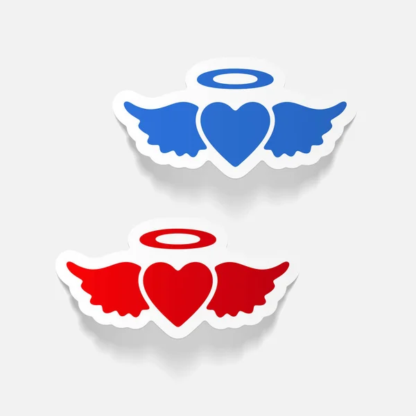Heart angel icons set — Stock Vector