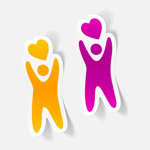 Bonheur personnes avec des icônes de coeur ensemble — Image vectorielle