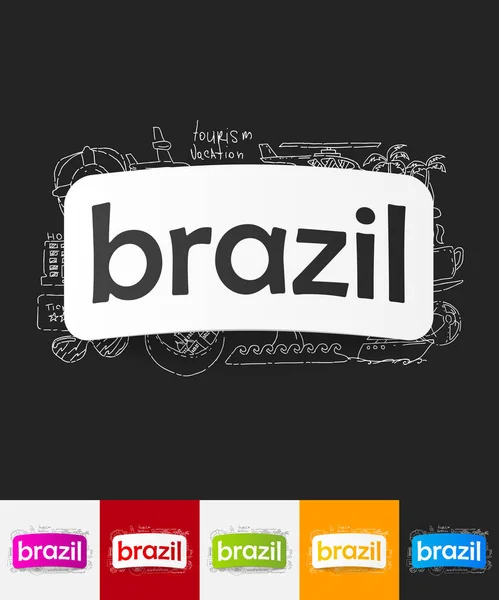 Brazilië papier stickers — Stockvector