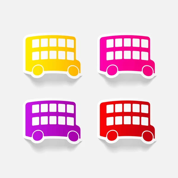 Buss dubbeldäckare ikoner set — Stock vektor