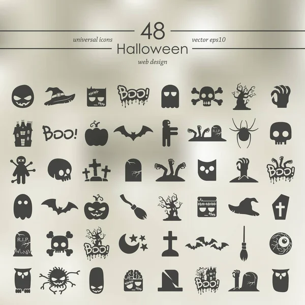 Uppsättning halloween ikoner — Stock vektor