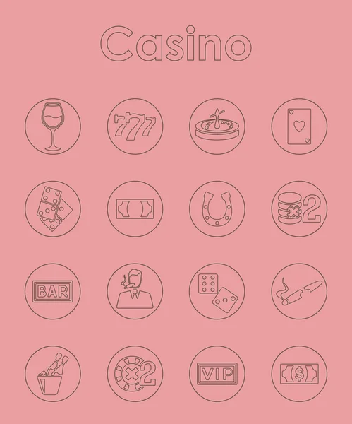 Ensemble d'icônes simples de casino — Image vectorielle