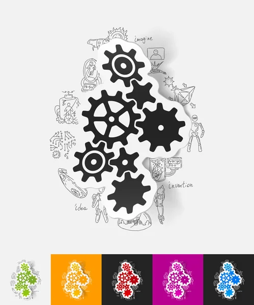 Cogwheel paper sticker — Stock Vector