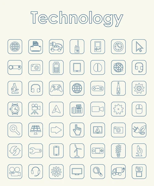 Set di tecnologie icone semplici — Vettoriale Stock