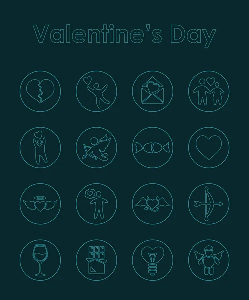 Et sett med enkle ikoner på Valentinsdagen – stockvektor