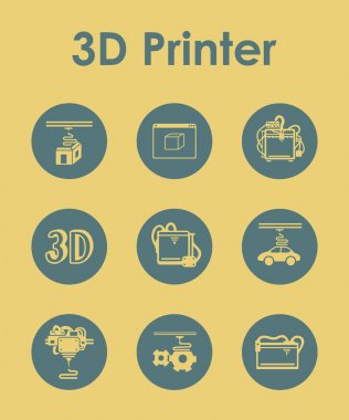 Üç d Yazıcı simgeler kümesi