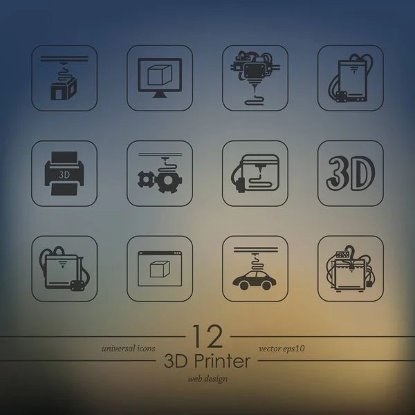 Ensemble de trois icônes d imprimante — Image vectorielle