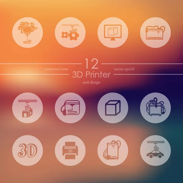 3 d プリンターのアイコンのセット — ストックベクタ