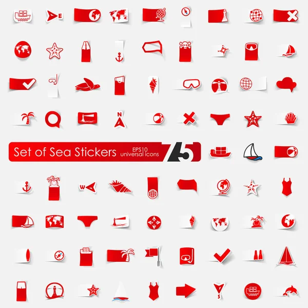 Aantal zee stickers — Stockvector
