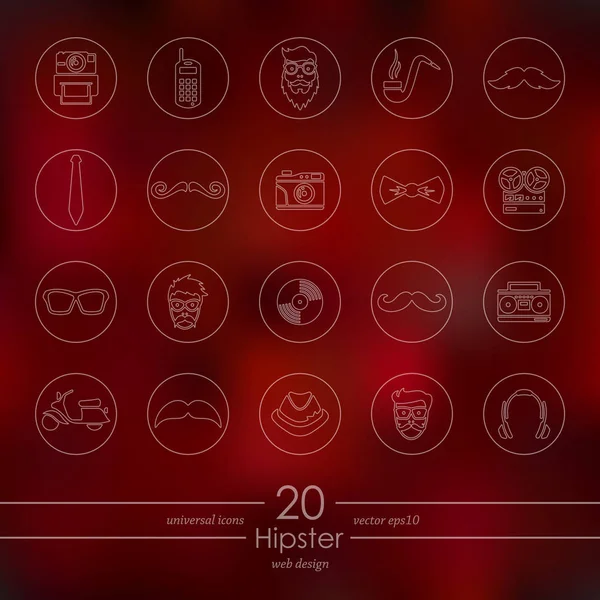 Ensemble d'icônes hipster — Image vectorielle