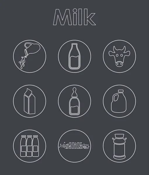 Conjunto de iconos simples de leche — Vector de stock