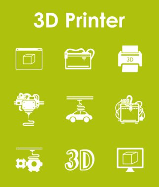 Üç d Yazıcı simgeler kümesi